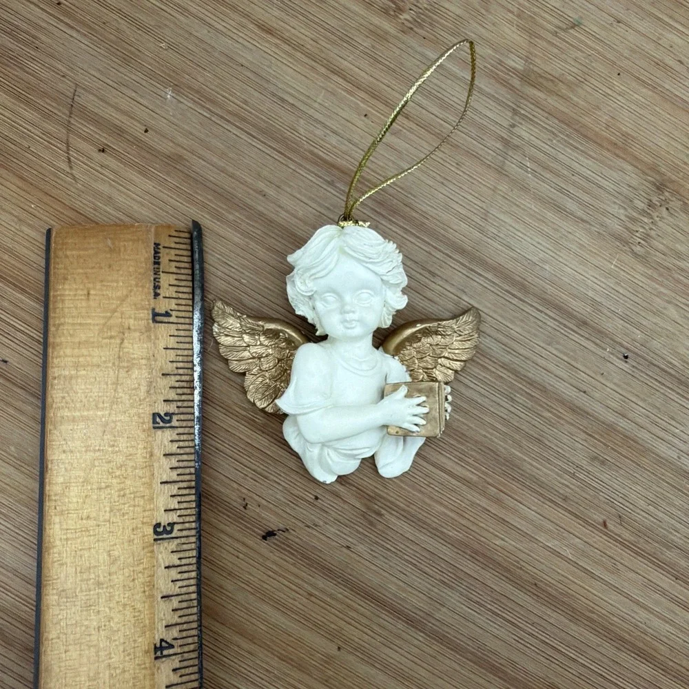 Bisque‎ Angel Cherub Ornament Holiday Christmas